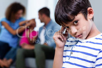 Portrait of upset boy