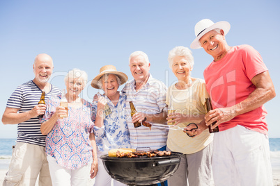 Senior friends having a barbecue