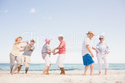 Happy senior couples dancing