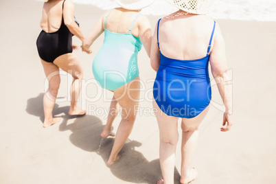 Senior woman friends holding hands