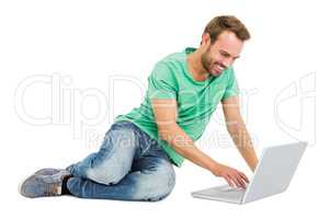 Young man using laptop