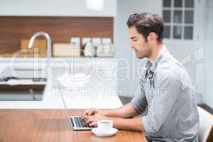 Young man working on laptop