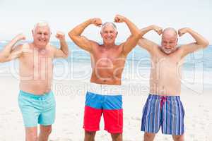Senior men posing with their muscles