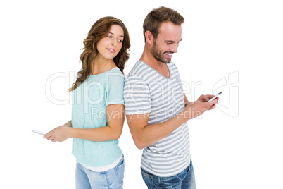 Woman looking at mans mobile phone