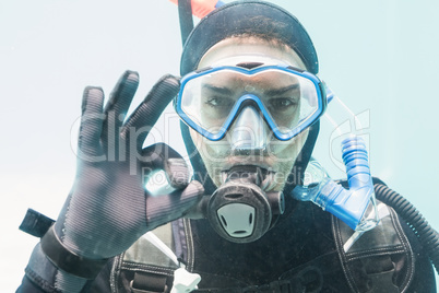 Young man on scuba training