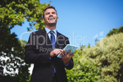 Businessman using tablet