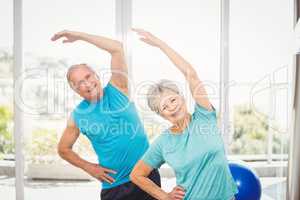 Portrait of senior couple exercising