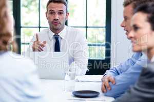 Businessman talking in a business meeting