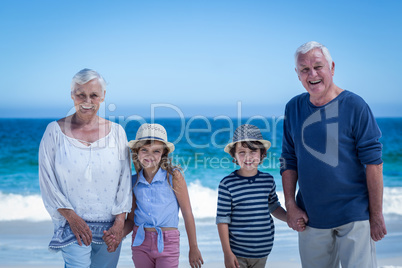 Cute children holding grandparents hands