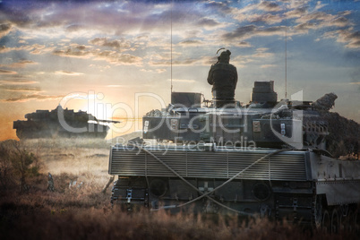 german main battle tanks stands in position