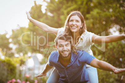 Smiling couple having fun