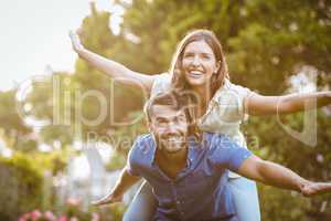 Smiling couple having fun