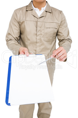 Delivery man with clipboard