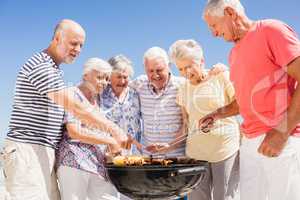 Senior friends having a barbecue