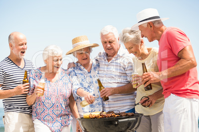 Seniors having barbecue