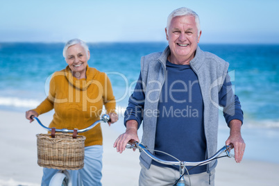 Senior couple with bikes