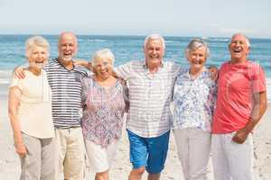 Portrait of senior friends at the beach