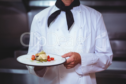 Proud chef holding a plate