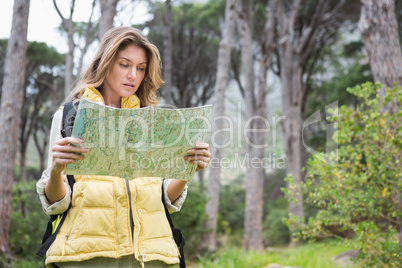 Woman checking the map