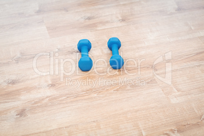 High angle view of dumbbells