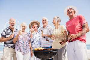 Senior friends having a barbecue