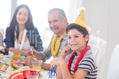 Happy family celebrating a birthday