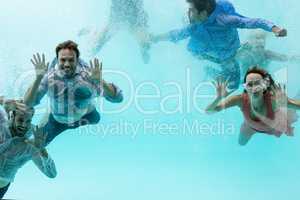 Friends swimming in pool