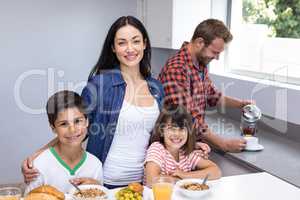 Happy family in kitchen