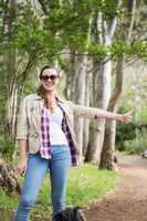 Portrait of woman hitch hiking