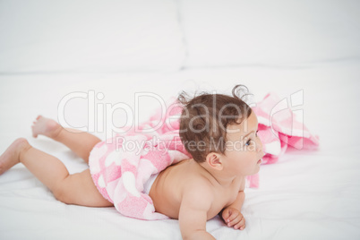 Cute baby lying on front