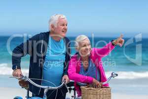 Mature couple with bicycles