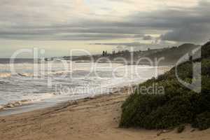 Foggy Dusk Seascape Coastal Town