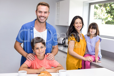 Happy family in kitchen