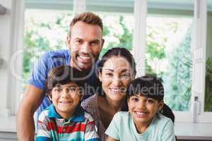 Portrait of smiling family with children