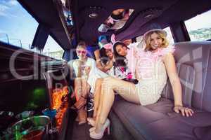 Frivolous women in a limousine
