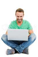 Young man using laptop