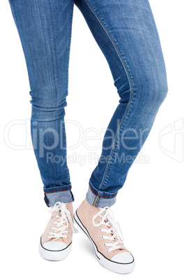 Woman wearing canvas shoes