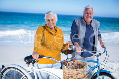 Senior couple with bikes