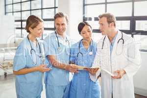 Medical team interacting with each other