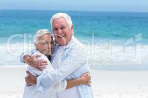 Senior couple hugging each other