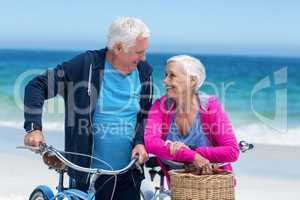 Mature couple with bicycles