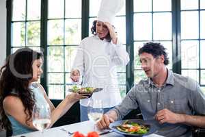 Couple complaining about the food to chef