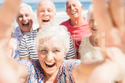 Senior friends taking selfie