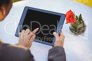 Businesswoman using tablet