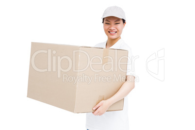 Delivery woman carrying box