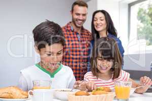 Happy family in kitchen