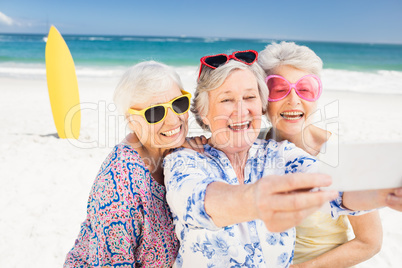 Senior woman taking selfie