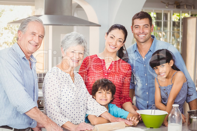 Happy multigeneration family in kitchen
