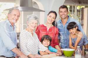 Happy multigeneration family in kitchen