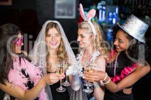 Friends celebrating bachelorette party